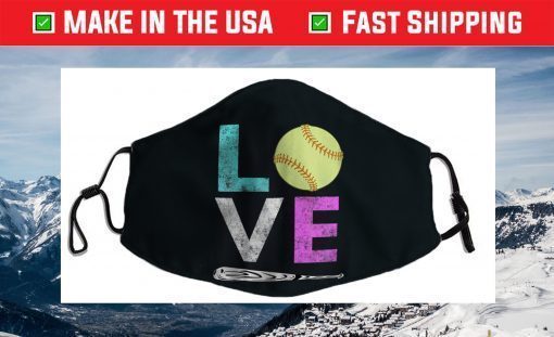 Girls Love Softball Best Fun Birthday Face Mask