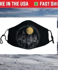 Harry Potter Hogwarts Full Moon Line Art Face Mask