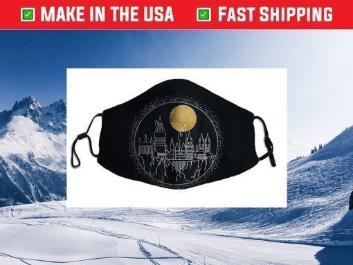 Harry Potter Hogwarts Full Moon Line Art Face Mask