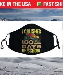 Kids I Crushed 100 Days Of School Boys Monster Truck Cloth Face Mask