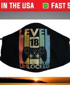 Level 18 Unlocked 18th Video Gamer Birthday Boy Face Mask