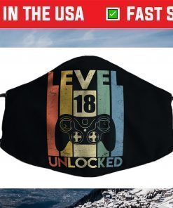 Level 18 Unlocked 18th Video Gamer Birthday Boy Face Mask