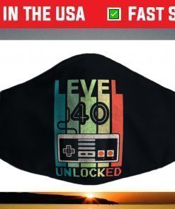 Level 40 Unlocked Shirt Video Gamer 40th Birthday Face Mask