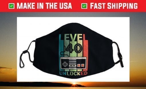 Level 40 Unlocked Shirt Video Gamer 40th Birthday Face Mask