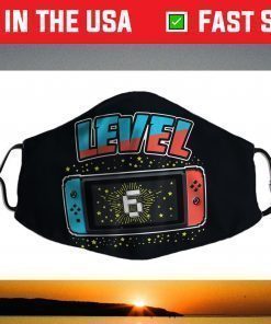 Level 6 Birthday Shirt Boy 6 Years Old Video Games Face Mask