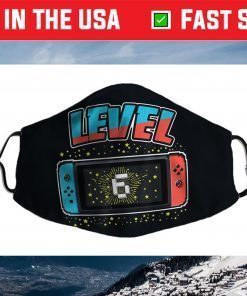 Level 6 Birthday Shirt Boy 6 Years Old Video Games Face Mask