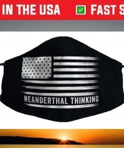 Neanderthal Thinking Funny Meme American Flag Vintage Face Mask