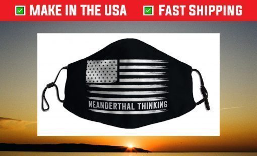 Neanderthal Thinking Funny Meme American Flag Vintage Face Mask