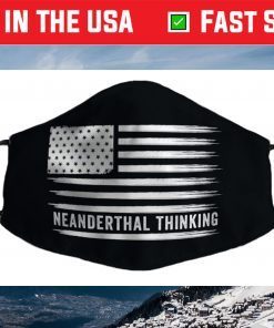 Neanderthal Thinking Funny Meme American Flag Vintage Face Mask