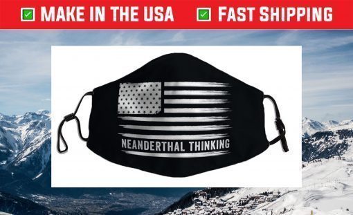 Neanderthal Thinking Funny Meme American Flag Vintage Face Mask