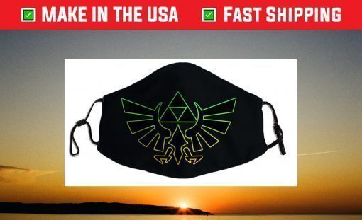 Nintendo Zelda Hyrule Crest Triforce Neon Outline Face Mask