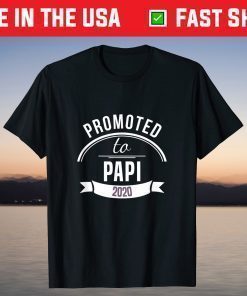 Promoted To Papi Est 2020 Gift First Time Dad Father's Day T-Shirt