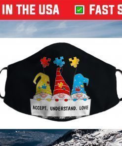 Puzzle Piece Gnomes Autism Awareness Face Mask