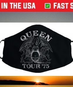 Queen Official Tour 75 Crest Logo Face Mask