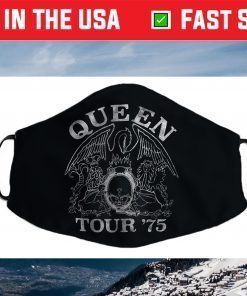 Queen Official Tour 75 Crest Logo Face Mask