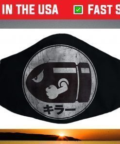 Super Mario Bullet Bill Distressed Kanji Logo Face Mask