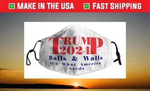 Trump 2024 Balls & Walls It's What America Needs Red & Blue Face Mask