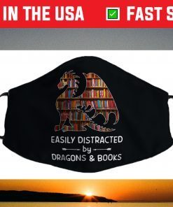 easily distracted by Dragon and Books nerds Face Mask