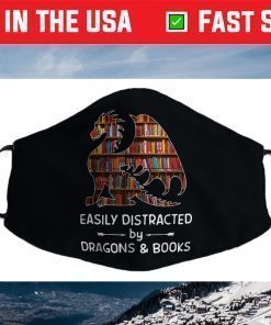 easily distracted by Dragon and Books nerds Face Mask