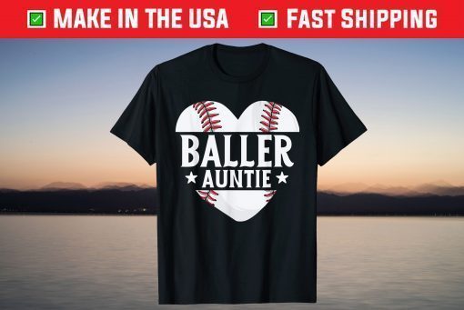 Baseball Aunt Gift Baller Auntie Mother's Day Mom T-Shirt