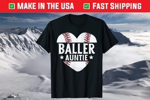 Baseball Aunt Gift Baller Auntie Mother's Day Mom T-Shirt