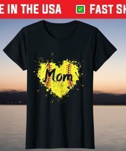 Baseball Heart Mom Softball T-Shirt