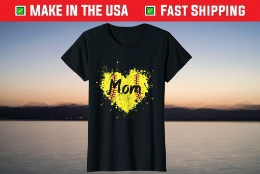 Baseball Heart Mom Softball T-Shirt