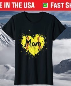 Baseball Heart Mom Softball T-Shirt