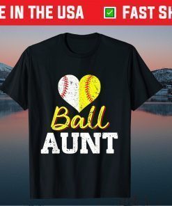 Baseball Softball Ball Heart Aunt Gift T-Shirt