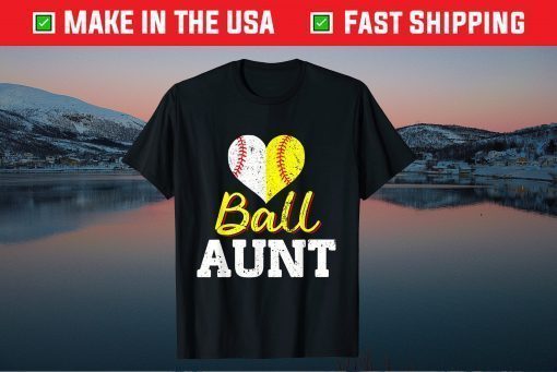 Baseball Softball Ball Heart Aunt Gift T-Shirt