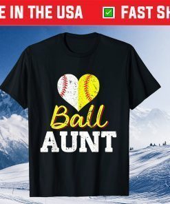 Baseball Softball Ball Heart Aunt Gift T-Shirt