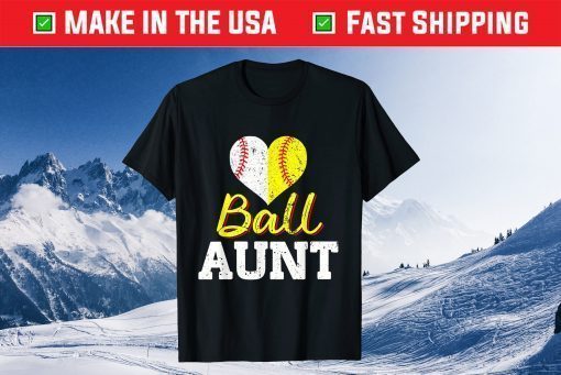 Baseball Softball Ball Heart Aunt Gift T-Shirt