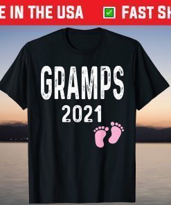 Gramps 2021 New Grandfather Baby Girl Feet Fathers Day T-Shirt