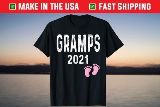 Gramps 2021 New Grandfather Baby Girl Feet Fathers Day T-Shirt