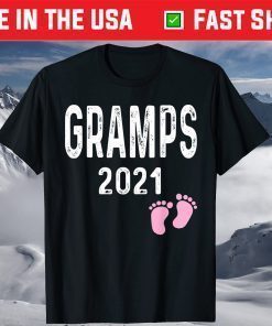 Gramps 2021 New Grandfather Baby Girl Feet Fathers Day T-Shirt