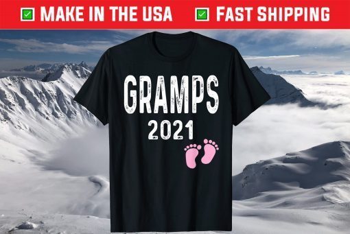 Gramps 2021 New Grandfather Baby Girl Feet Fathers Day T-Shirt