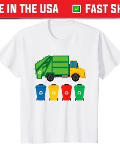 Kids Garbage Truck Recycling Bins Earth Day Children Toddler T-Shirt