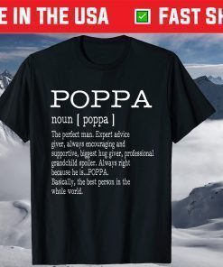 Poppa Definition Grandpa Father's Day T-Shirt