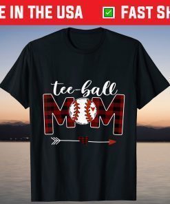 Tee-Ball Mom Buffalo Plaid Mother's Day Us 2021 T-Shirt