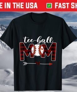 Tee-Ball Mom Buffalo Plaid Mother's Day Us 2021 T-Shirt