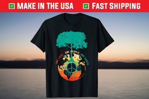 World Peace Tree Love People Earth Day 60s 70s Hippie Retro T-Shirt