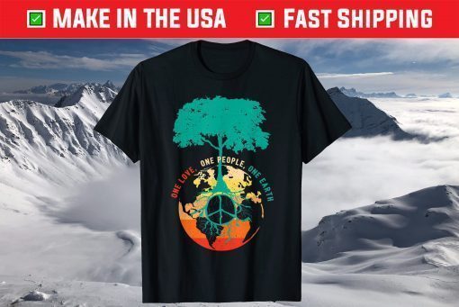 World Peace Tree Love People Earth Day 60s 70s Hippie Retro T-Shirt