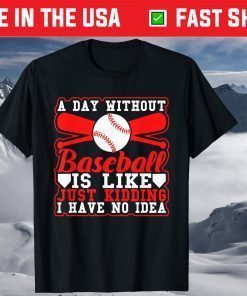 A Day Without Baseball Is Like Just Kidding I Have No Idea T-Shirt