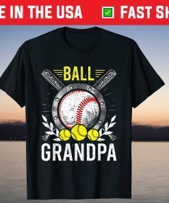 Ball Grandpa Baseball Lover Grandpa Father's Day T-Shirt