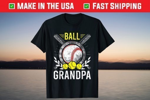 Ball Grandpa Baseball Lover Grandpa Father's Day T-Shirt