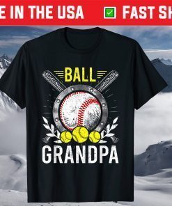 Ball Grandpa Baseball Lover Grandpa Father's Day T-Shirt