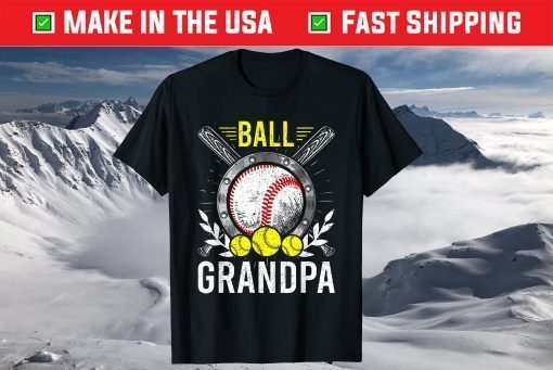 Ball Grandpa Baseball Lover Grandpa Father's Day T-Shirt