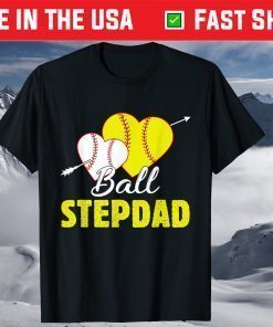 Ball Stepdad Softball Baseball Fathers Day T-Shirt