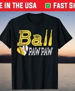 Baseball Softball Ball Heart Paw Paw Father's Day Shirts