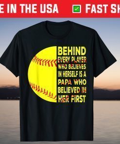 Behind Every Player Is Papa Happy Fathers Day Softball Lover Gift T-Shirt